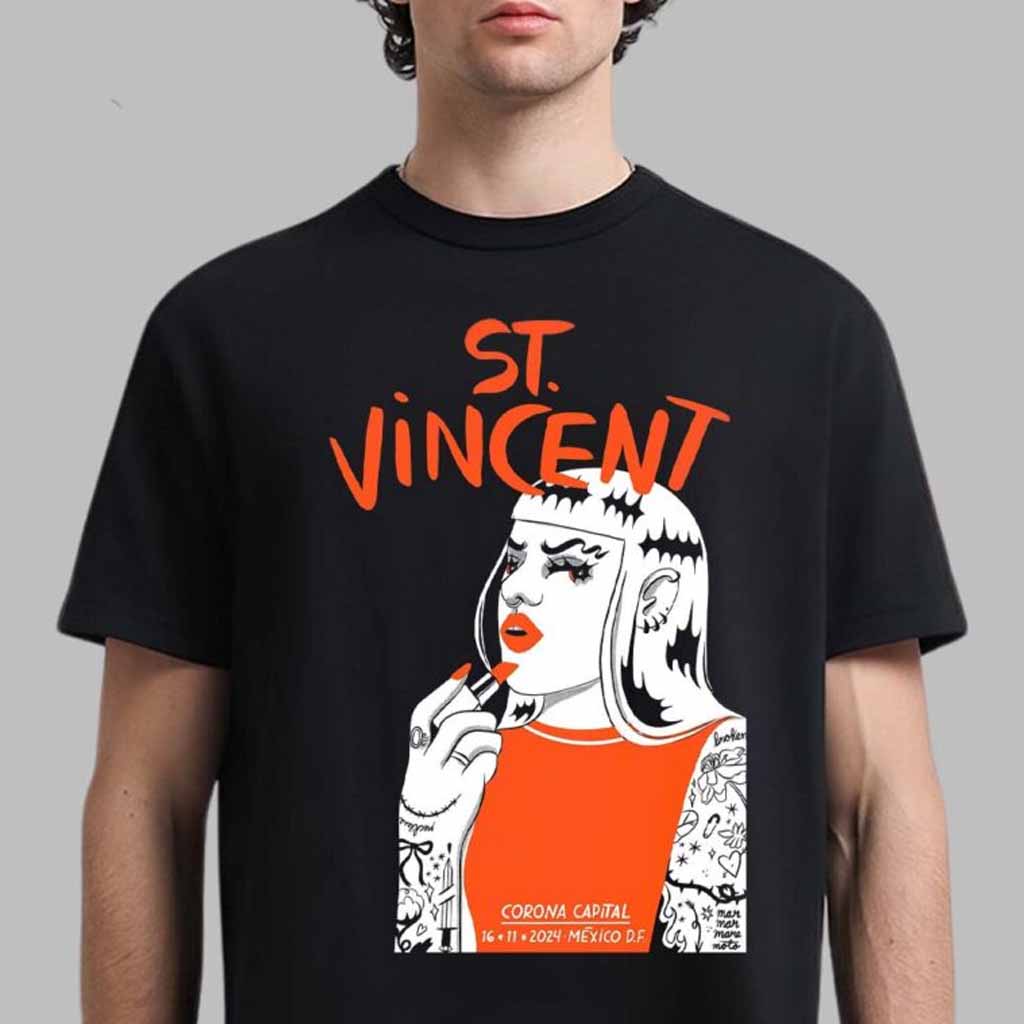St Vincent Merch Poster For Show In Ciudad De Mexico 2024 T-Shirt Best Gifts For Fans St Vincent Merch Poster For Show In Ciudad De Mexico 2024 T-Shirt Best Gifts For Fans