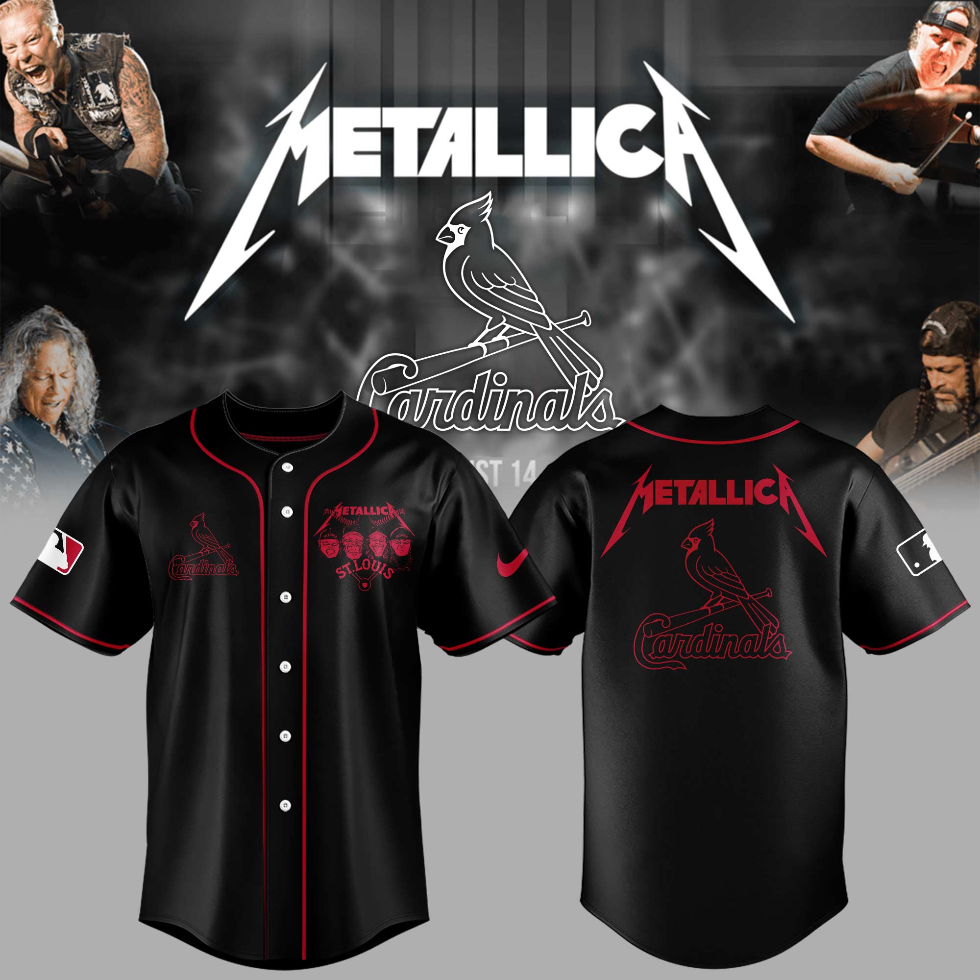 St. Louis Cardinals Baseball Metallica Night Jersey Baseball Coach Gift Ideas