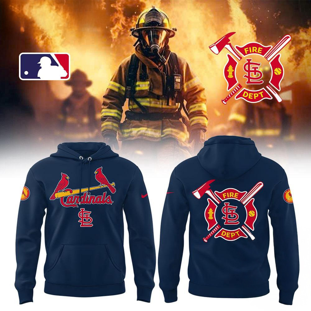 St. Louis Cardinals x Firefighter Appreciation Night 2025 Navy Hoodie Gifts For Basketball Fan