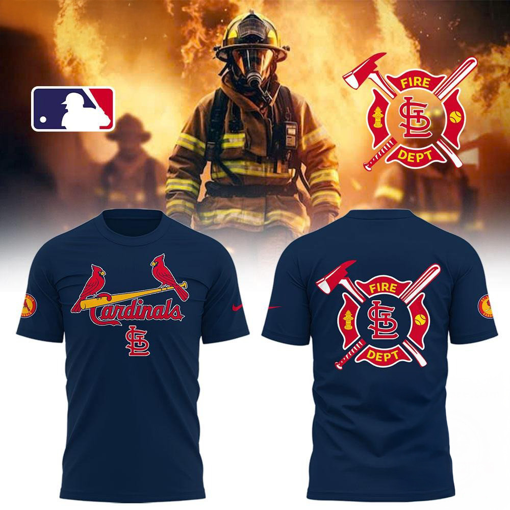 St. Louis Cardinals x Firefighter Appreciation Night 2025 Navy Shirt Gifts For Basketball Fan