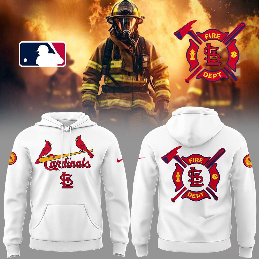 St. Louis Cardinals x Firefighter Appreciation Night 2025 White Hoodie Basketball Lovers Gifts