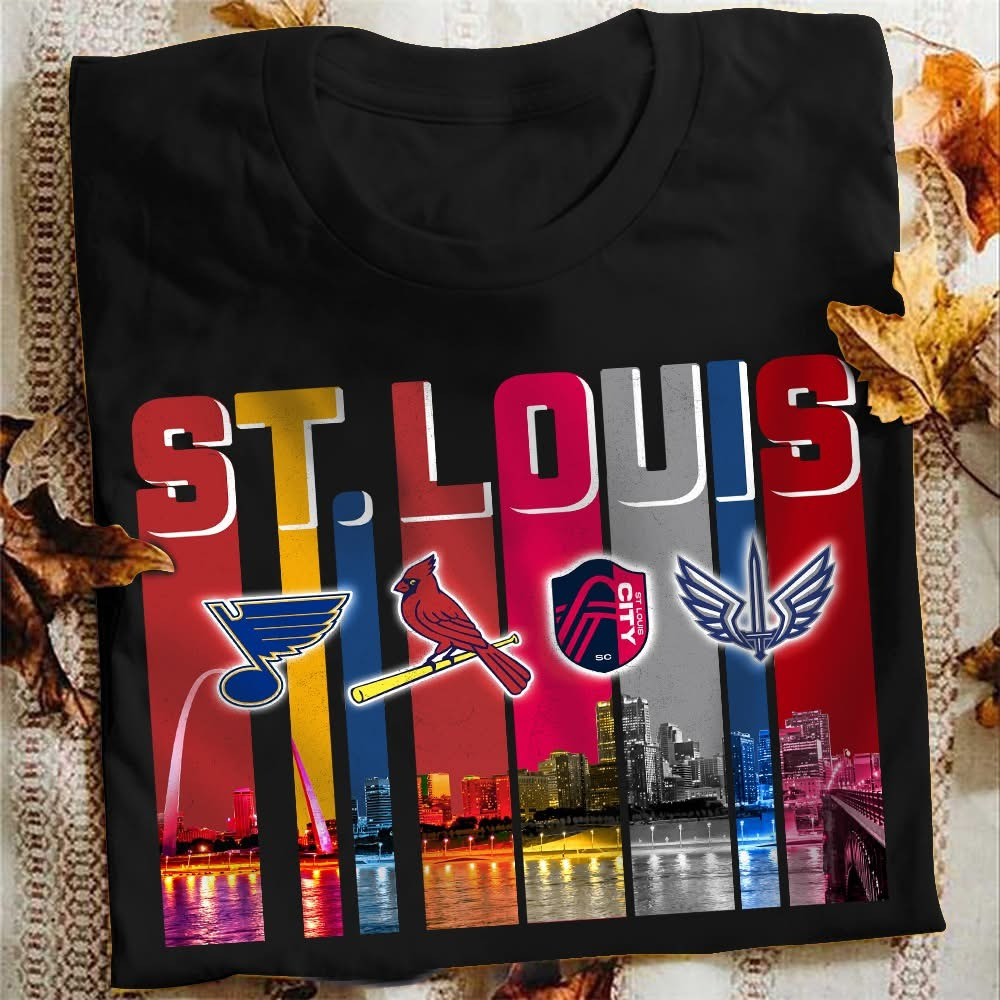 St. Louis City Sport Teams Skyline T-Shirt Best Gifts For St. Louis Sports Lovers Fans