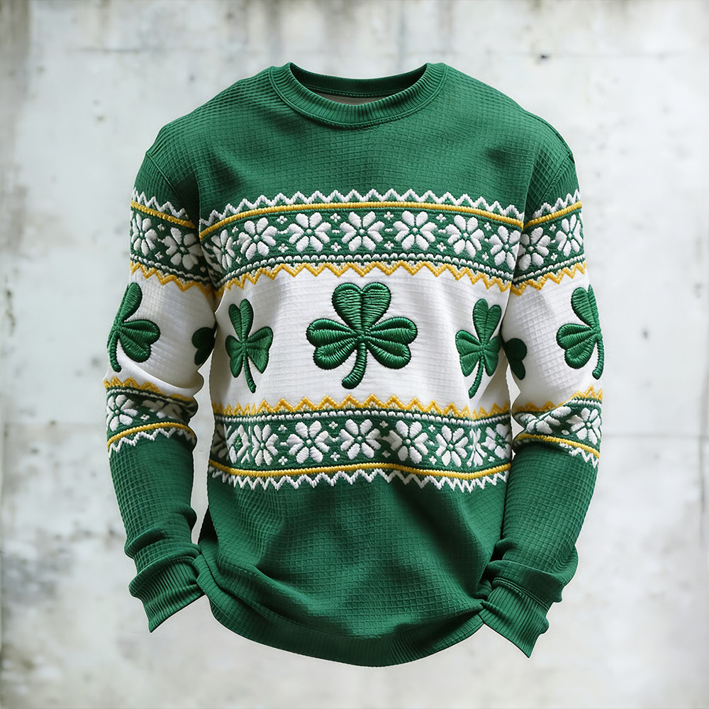 St. Patrick's Clover Art Logn Sleeve Shirt St Patrick's Day Merch Best Gift For St Paddys Day