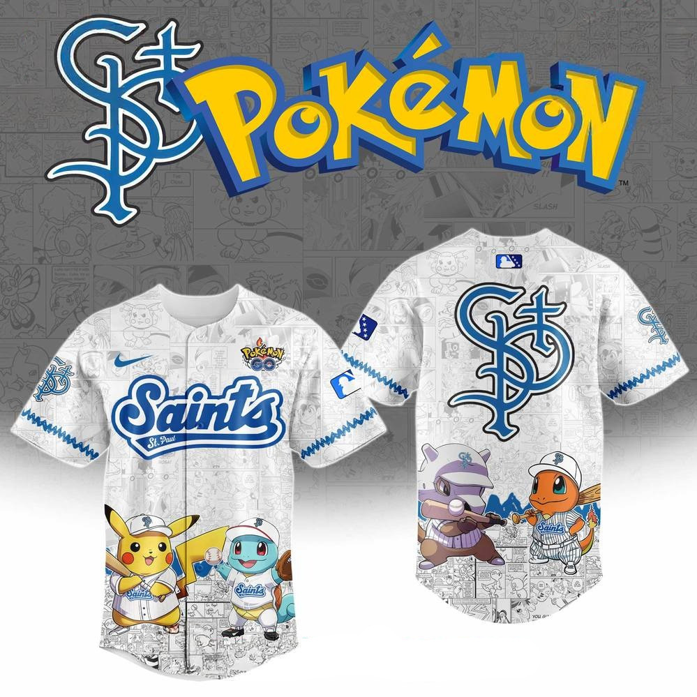 St. Paul Saints x Pokemon Go Special Baseball Jersey Gift Ideas For Baseball Fans