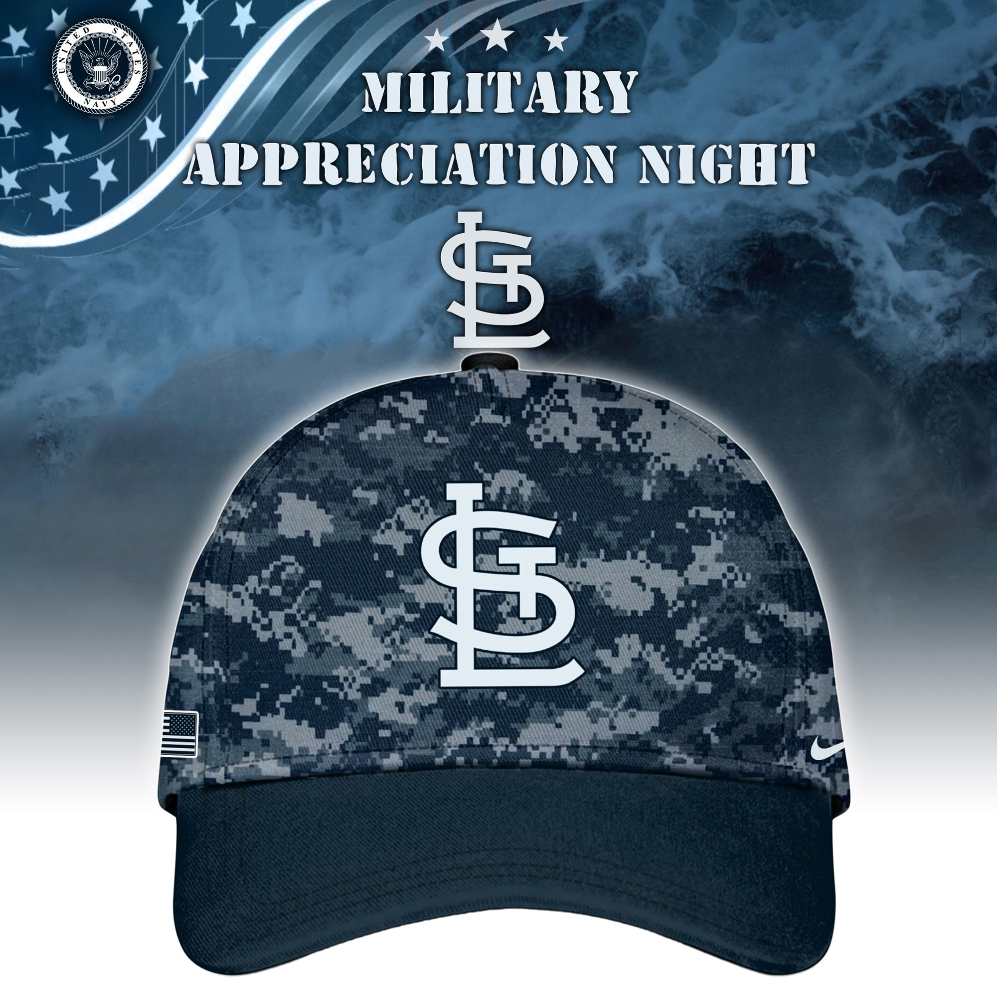 St.Louis Cardinals MLB x Navy Military Appreciation Night Hat Cool Gifts For Baseball Lovers