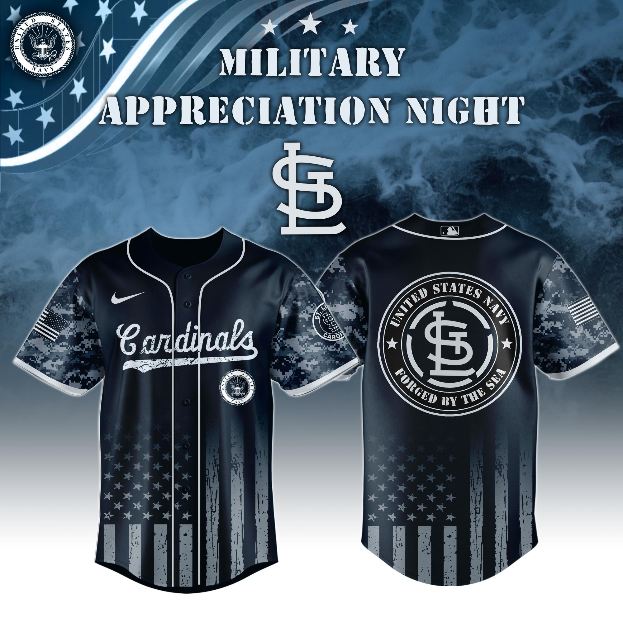 St.Louis Cardinals MLB x Navy Military Appreciation Night Jersey Presents For Baseball Lovers