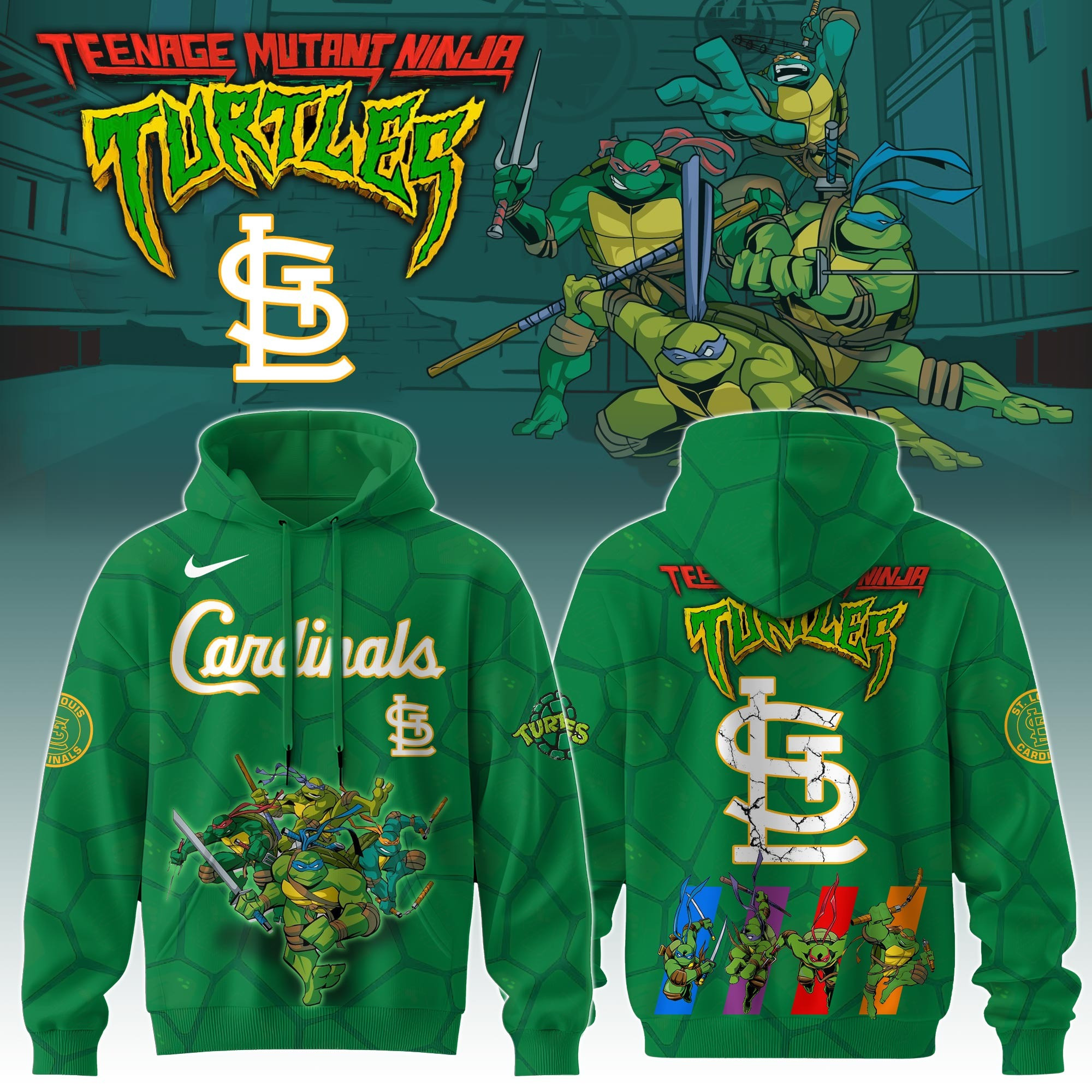 St.Louis Cardinals MLB X Ninja Turtles Hoodie Fan Merch Gifts For Baseball Lovers
