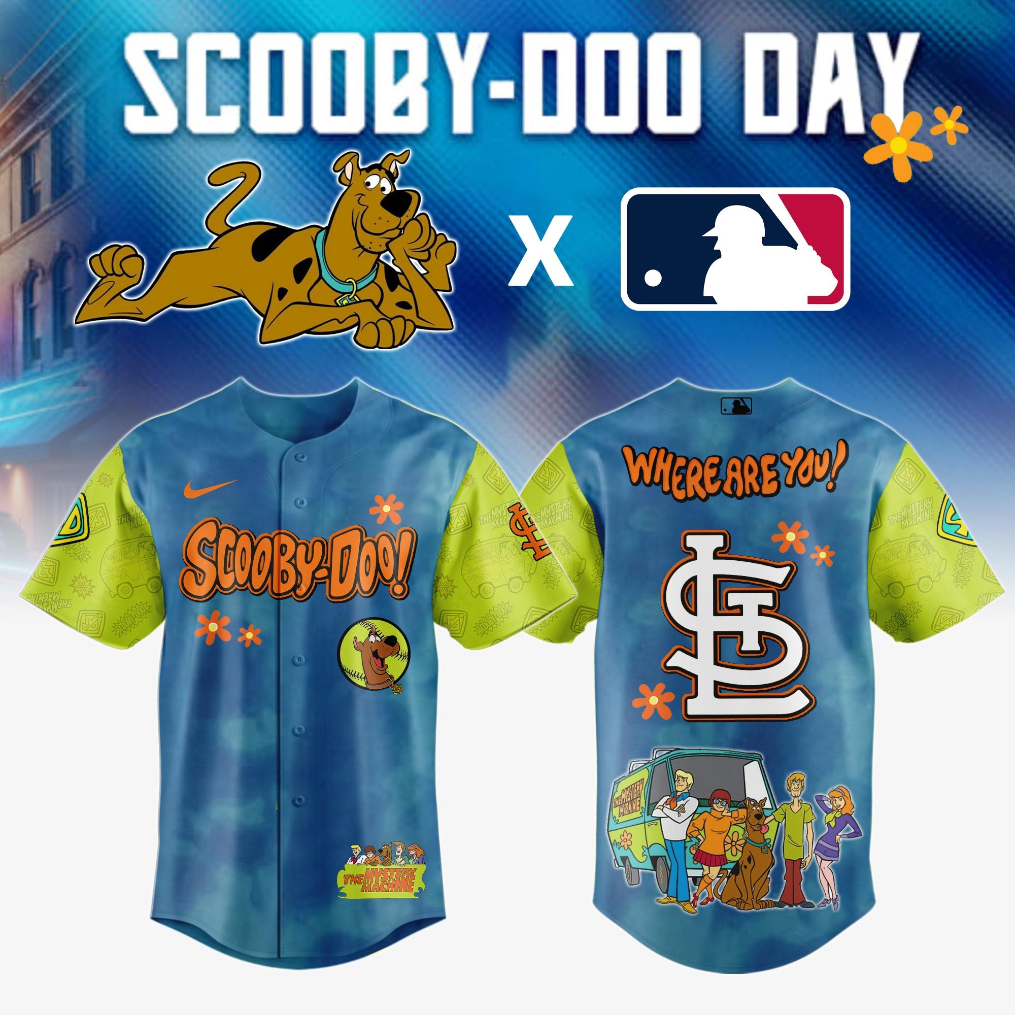 St.Louis Cardinals MLB x Scooby Doo Jersey Baseball Lover Gift Ideas