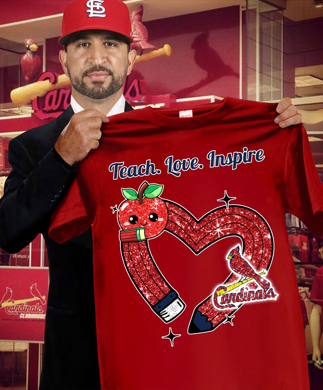 St.Louis Cardinals Teacher Appreciation T-Shirt Teach Love Inspire Teacher's Day Fan Gifts