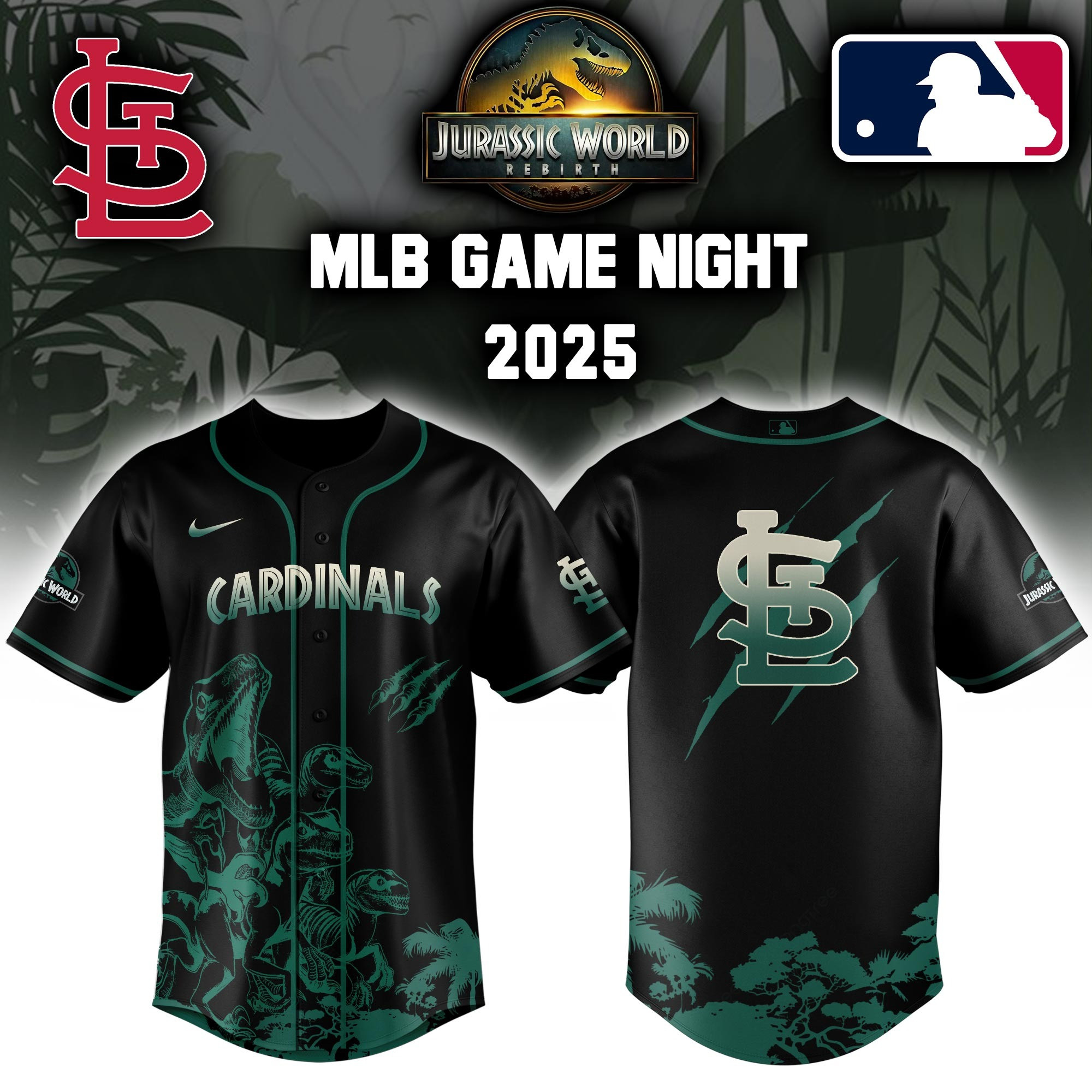 St.Louis Cardinals x Jurassic World Baseball Jersey Colab 2025 Perfect MLB Merch Gift For Cardinals Lovers