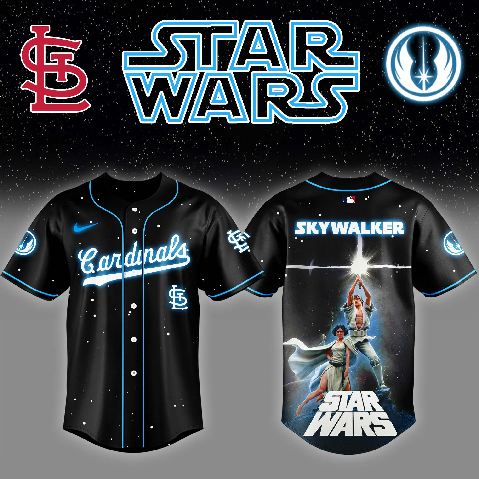 St.Louis Cardinals x Star Wars Luke Skywalker Game Night Baseball Jersey Presents For Fans