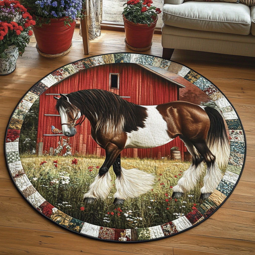 Stable Quilted Round Mat Foyer Christmas Decor Presents For Horse Owners
