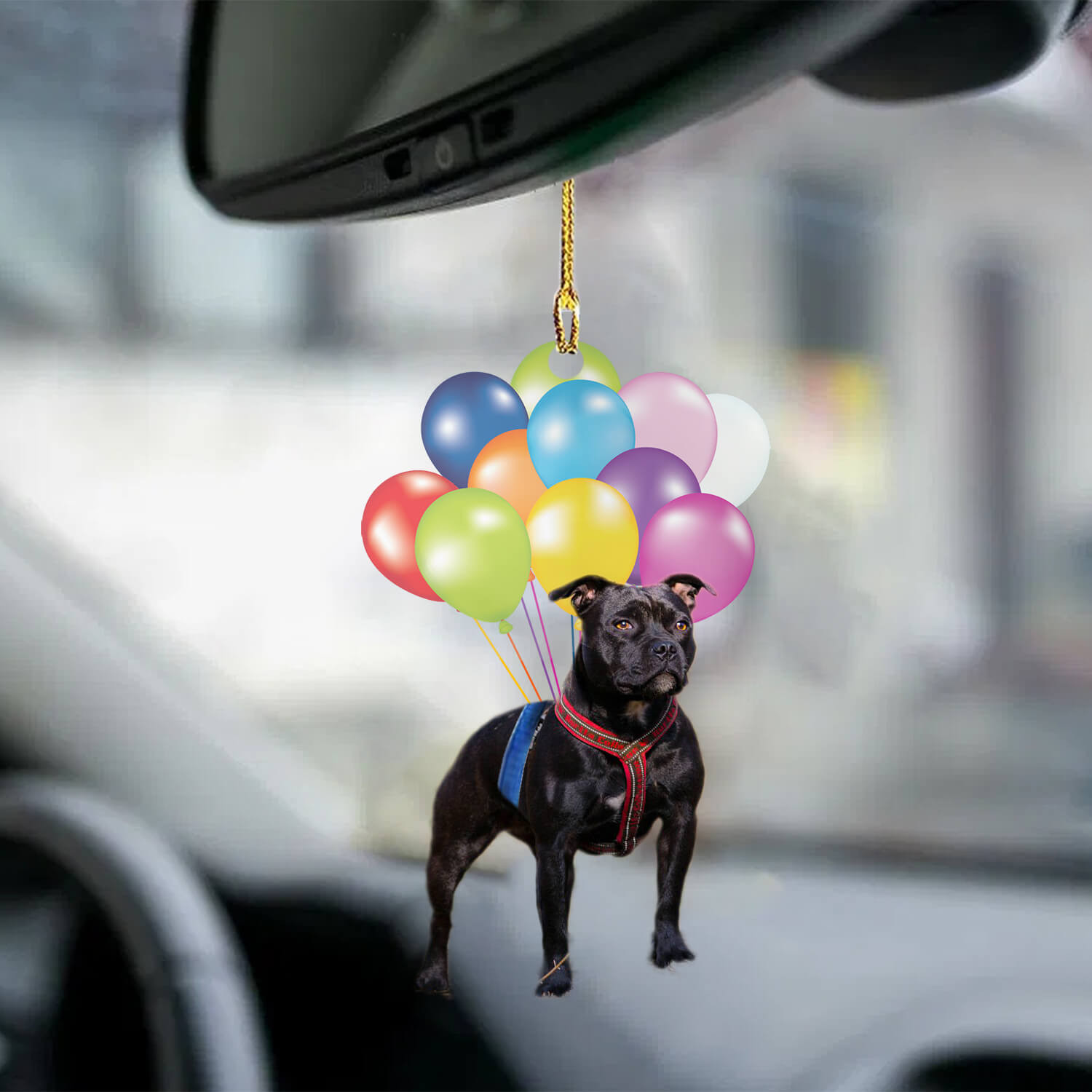 Staffordshire Bull Terrier Fly With Bubbles Car Hanging Ornament Dog Ornament Lasfour