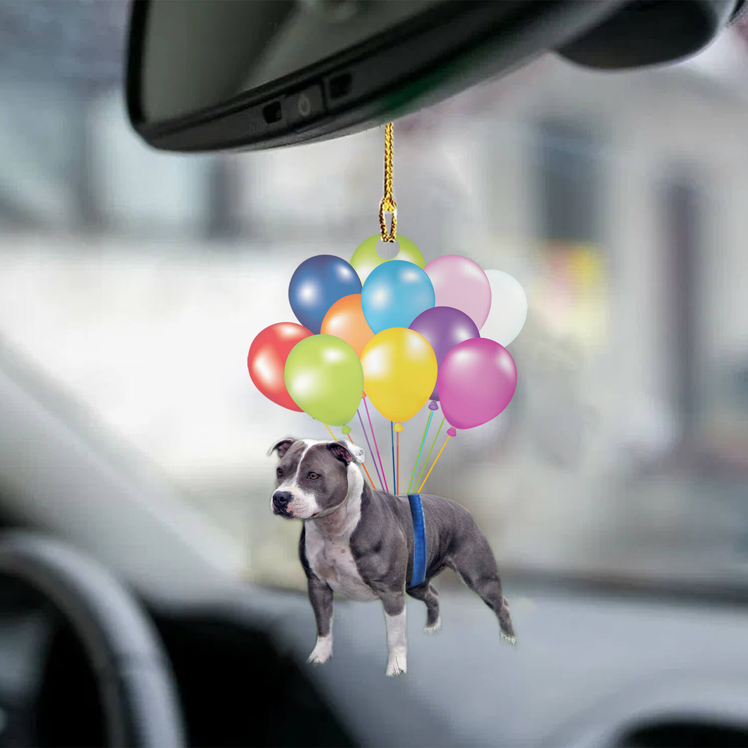 Staffordshire Bull Terrier Fly With Bubbles Car Hanging Ornament Dog Ornament Lasfour