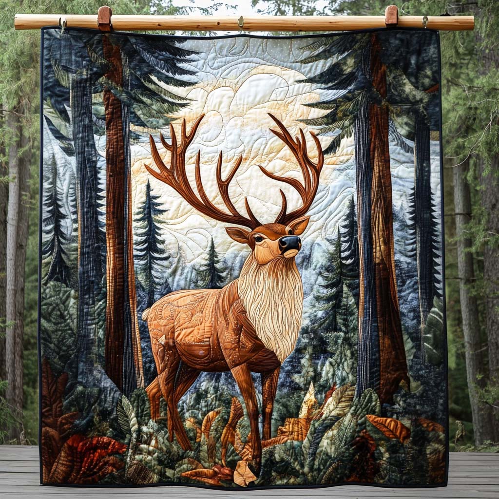 Stag In The Pines Quilted Blanket Reindeer Christmas Presents