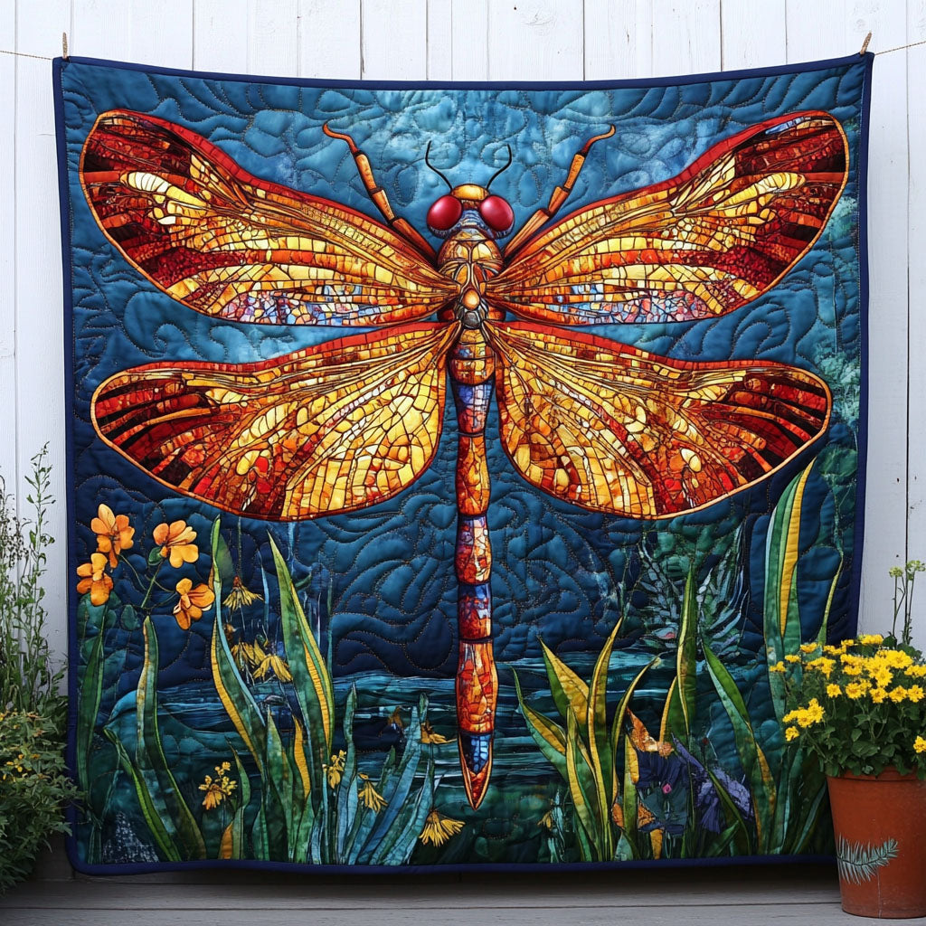 Stained Beauty Quilted Blanket Sofa Couch Throw Blanket Dragonfly Themed Gift Items