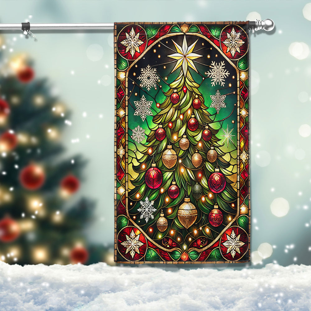 Stained Glass Christmas Tree Flag