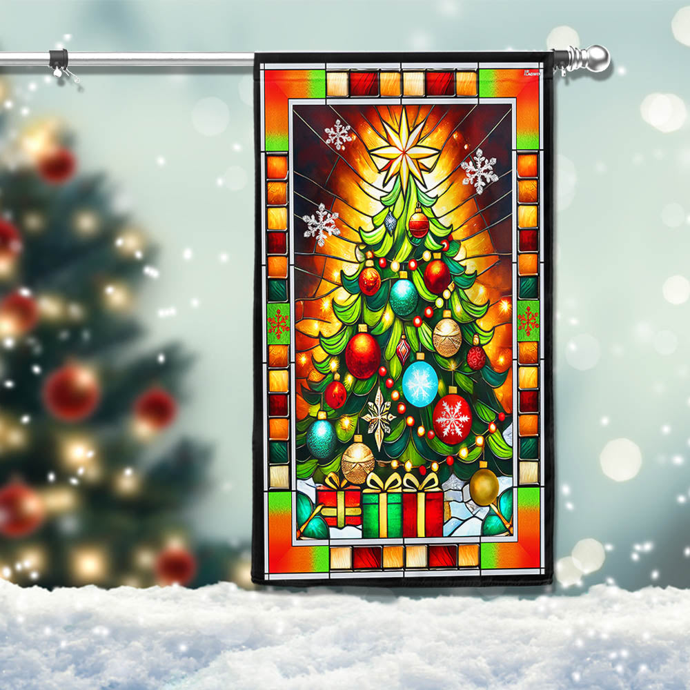 Stained Glass Christmas Tree Flag Christmas 2025