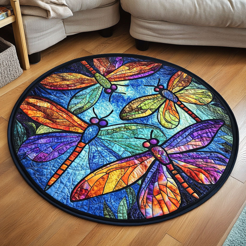Stained Light Quilted Round Mat Outdoor Decor Dragon Gifts For Her