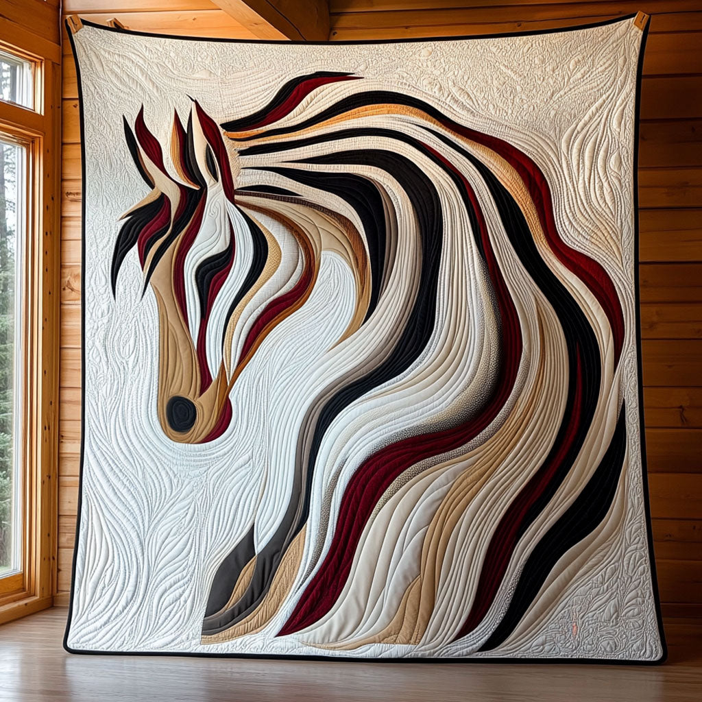 Stallion Quilt Blanket Modern Equine Art Throw Blanket Gifts For Horse Lovers