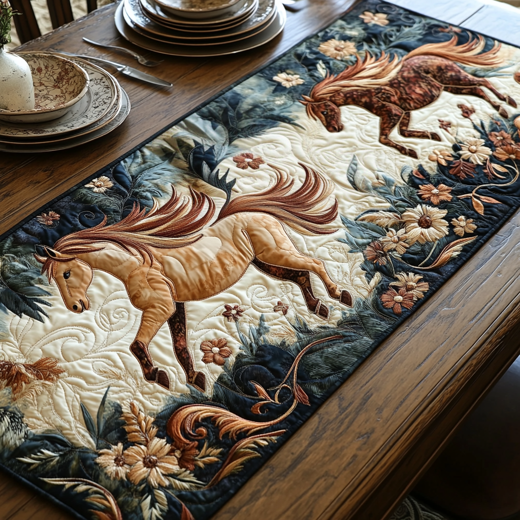 Stallion Strength Quilted Table Runner Holiday Table Runners Good Gifts For Horse Lovers