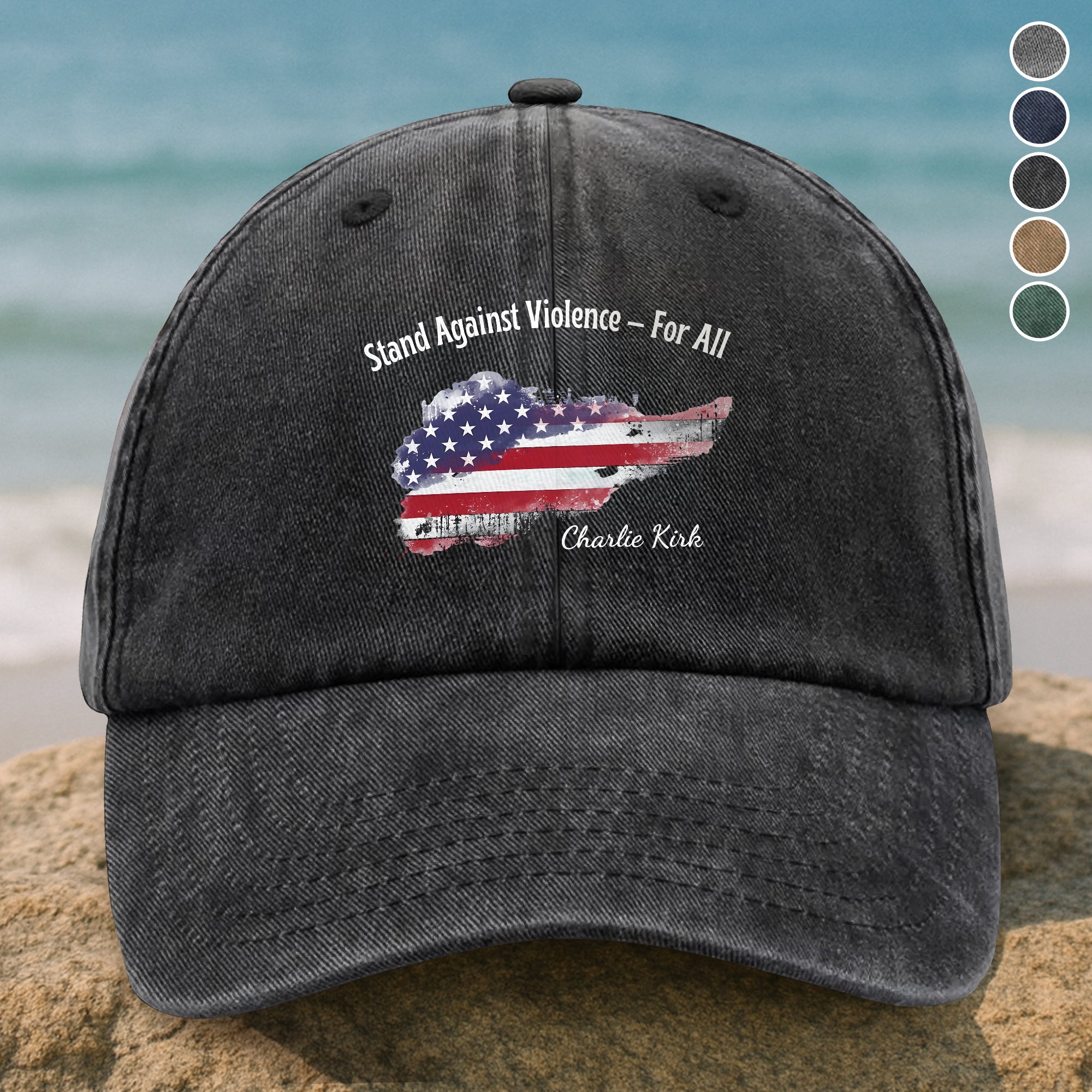 Stand Against Violence For All Charlie Kirk Washed Baseball Cap Gift for Dad Patriot