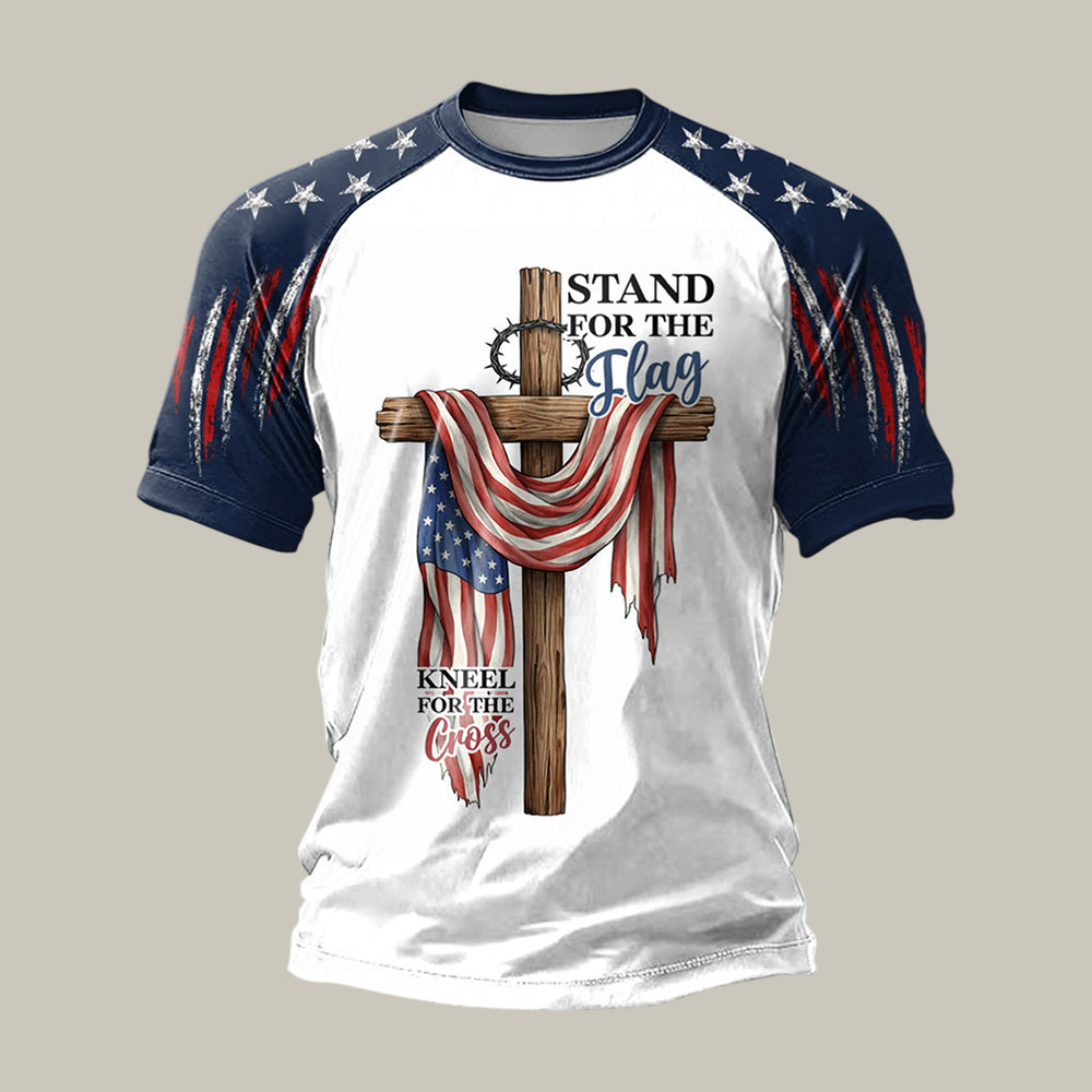 Stand For The Flag Kneel For Cross T-Shirt Faith Based Shirt Father's Day Gift Idea