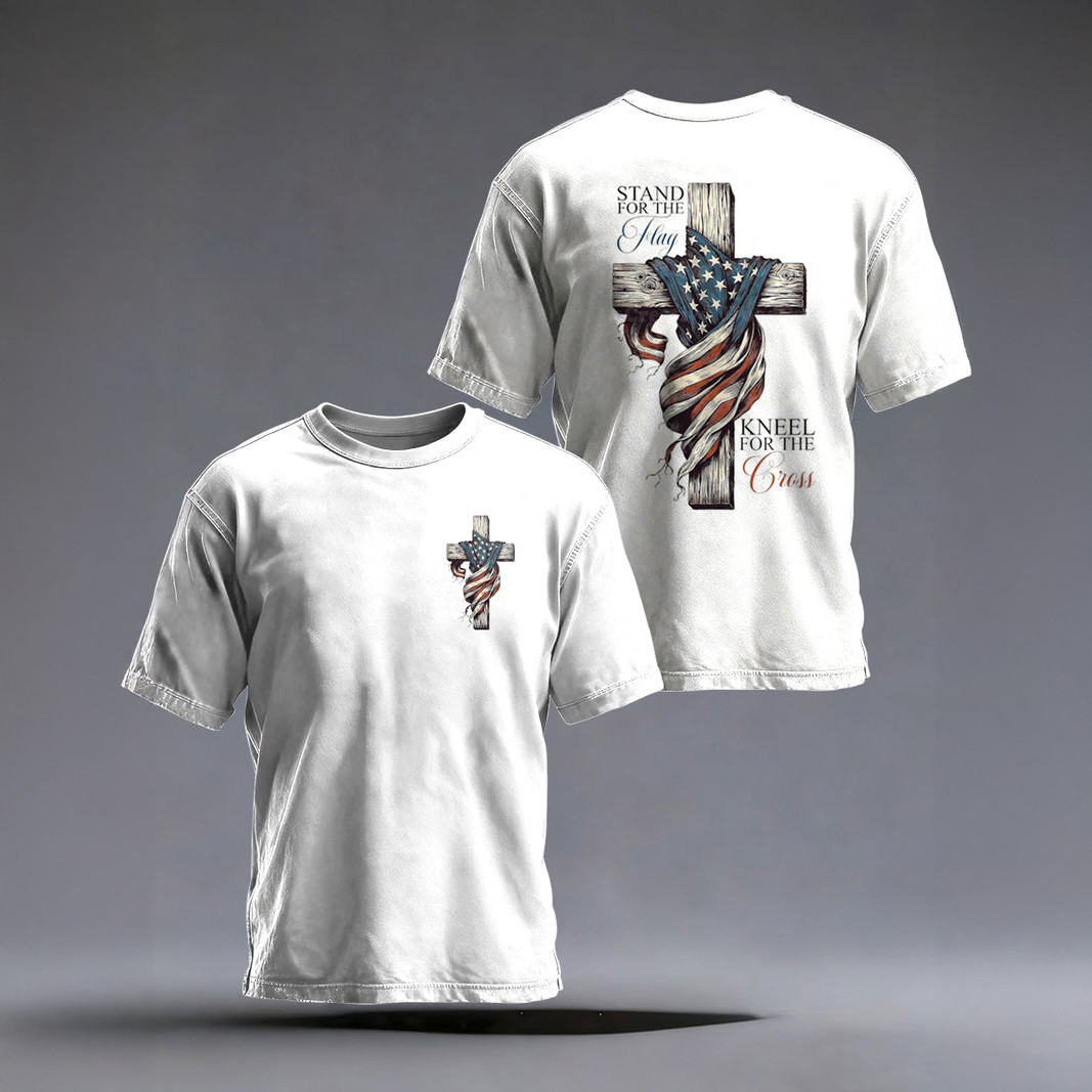 Stand For The Flag Kneel For Cross T-Shirt Faith In Jesus Shirt Christian Gift For Husband