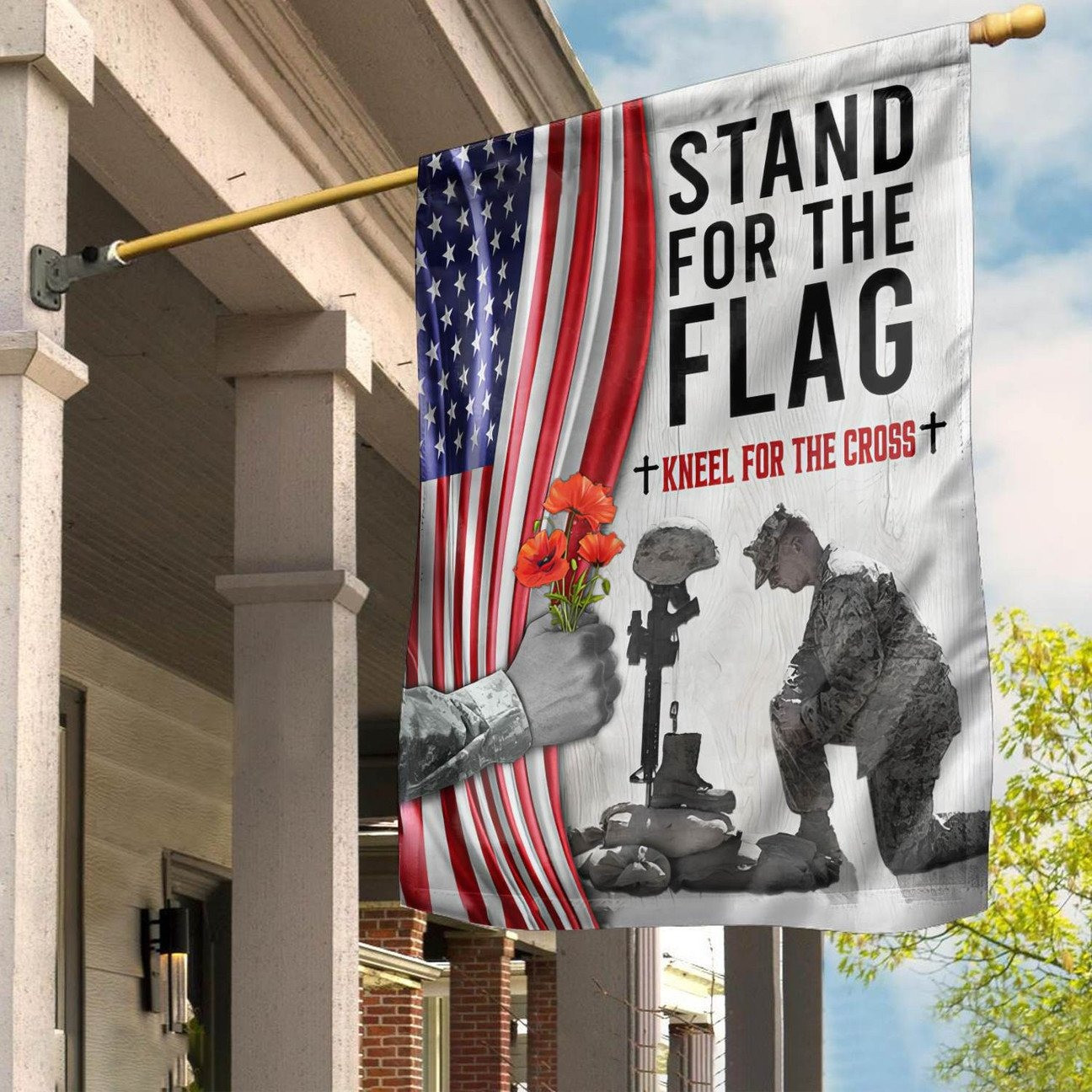 Stand For The Flag Kneel For The Cross Flag Veteran Flag Outdoor Patriotic Decor Gift For Veterans