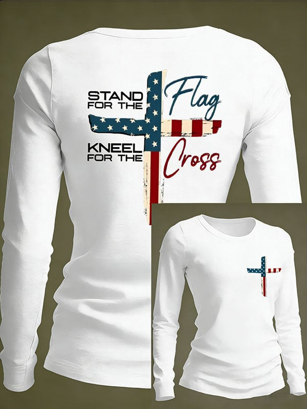 Stand For The Flag Kneel For The Cross Sweatshirt Faith Based Apparel Christian Gift Ideas