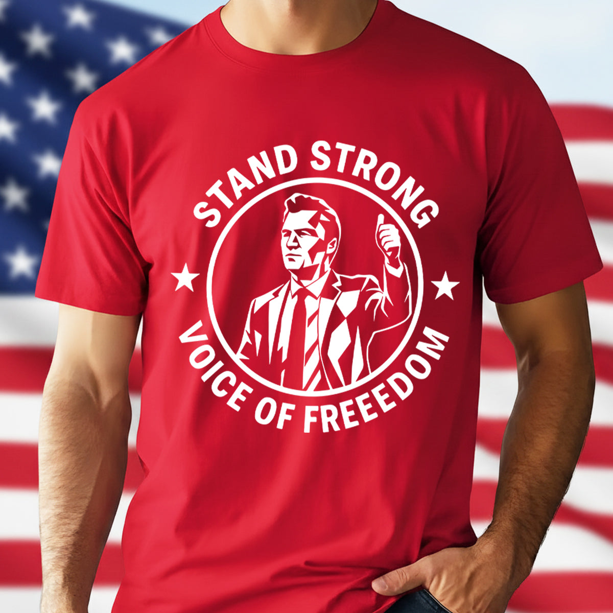Stand Strong Charlie Kirk Voice Of Freedom Memorial Dark Shirt Gift for Charlie Kirk Supporters