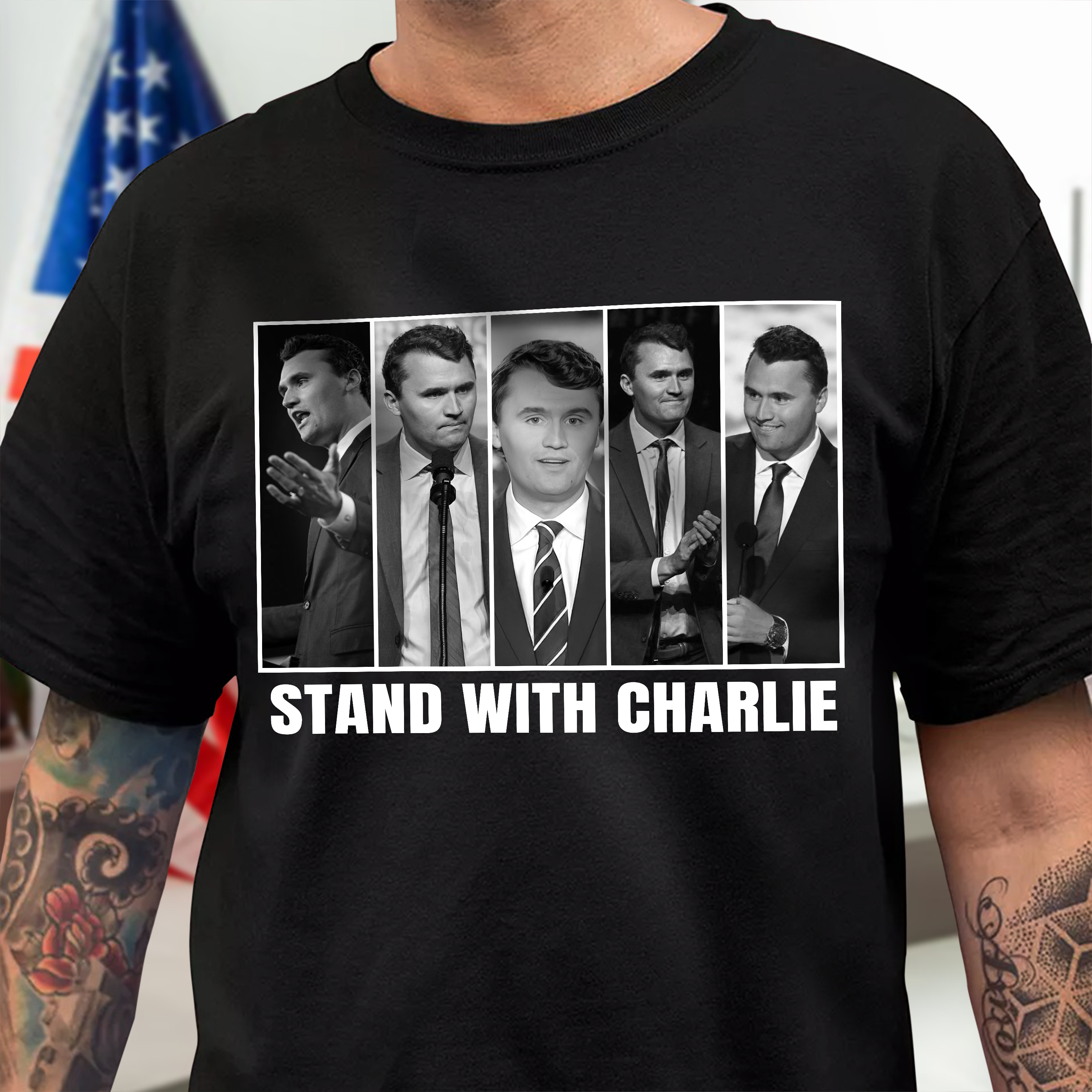Stand With Charlie Kirk A True Patriot Dark Shirt Gift for American Conservatives