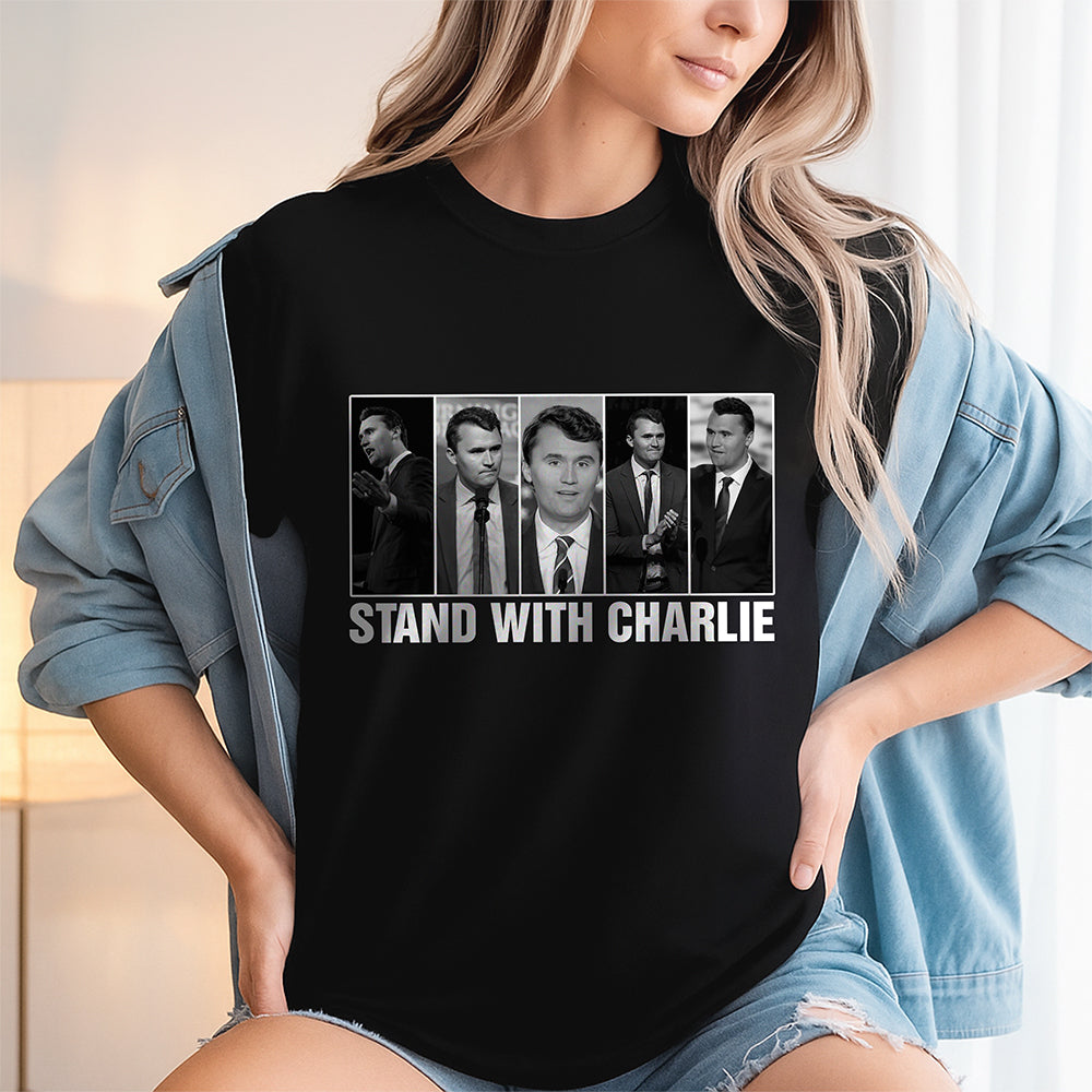 Stand With Charlie Kirk Dark Shirt Gift for Patriots