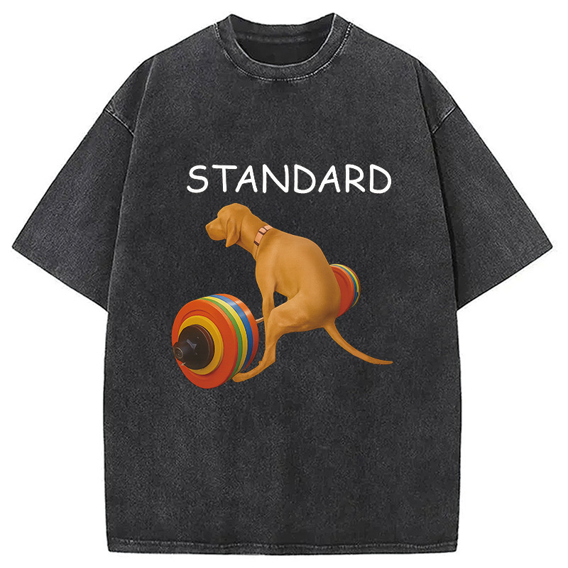 Standard Dog FItness Meme Washed T-Shirt Unisex Streetwear Graphic Style Gifts For Sister