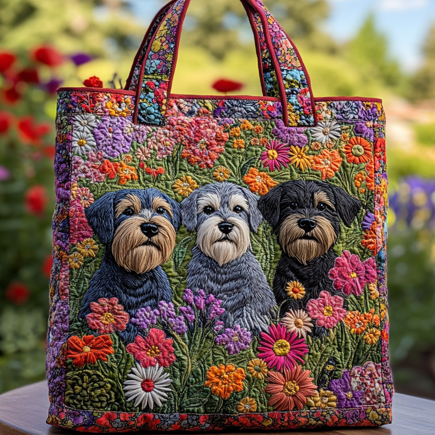 Standard Schnauzer Pups Quilted Tote Bag Gifts For Dog Onwers Lovers Ideas