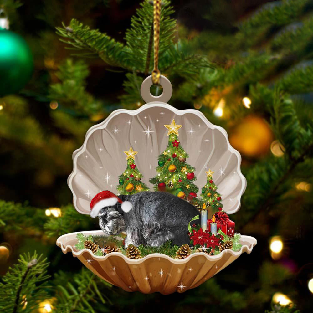 Standard Schnauzer Sleeping in Pearl Dog Christmas Ornament Flat Acrylic