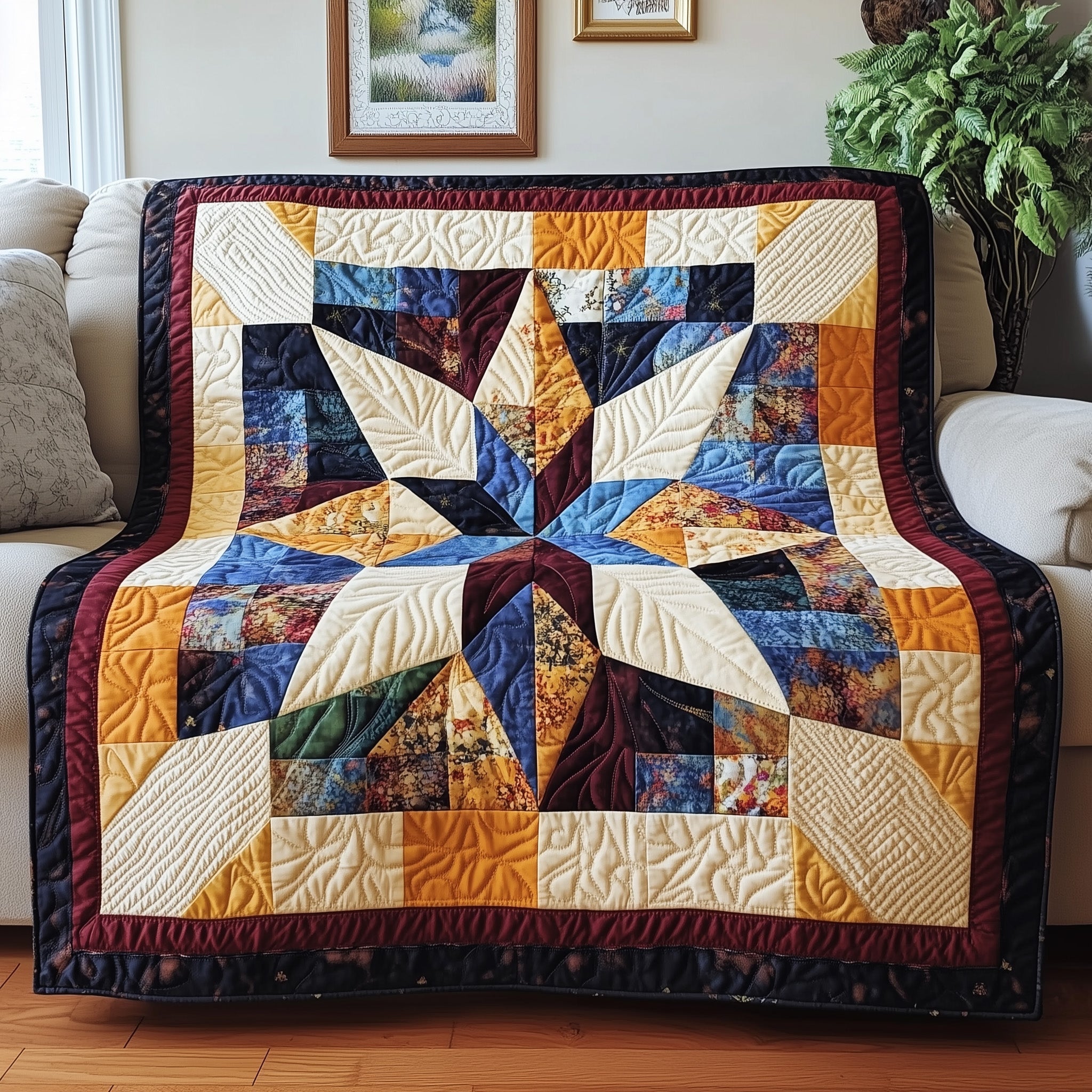 Star Block Quilted Blanket Nice Throw BlanketNative American Gifts For Mother's Day