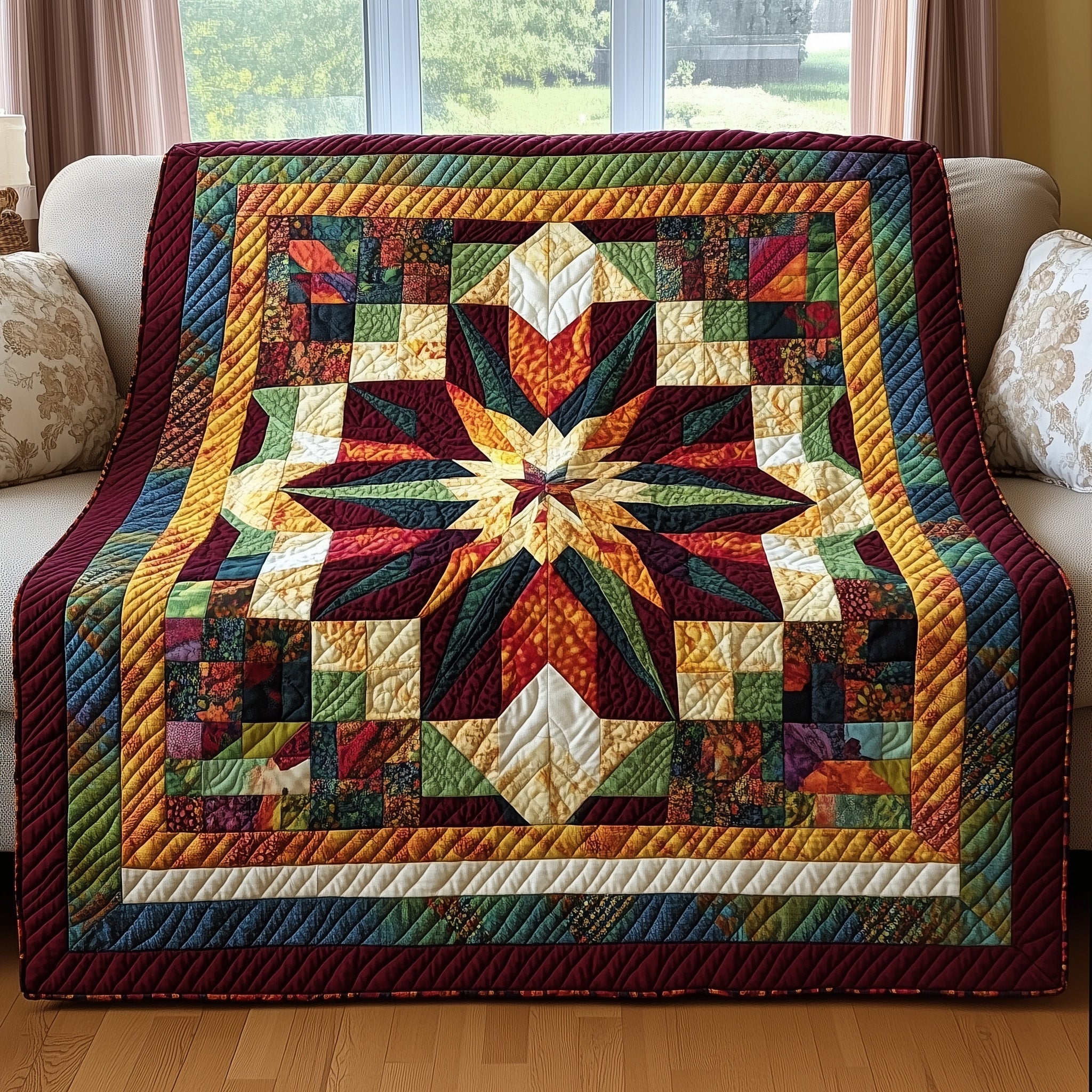 Star Block Quilted Blanket Nice Throw BlanketNative American Mom Gift ideas
