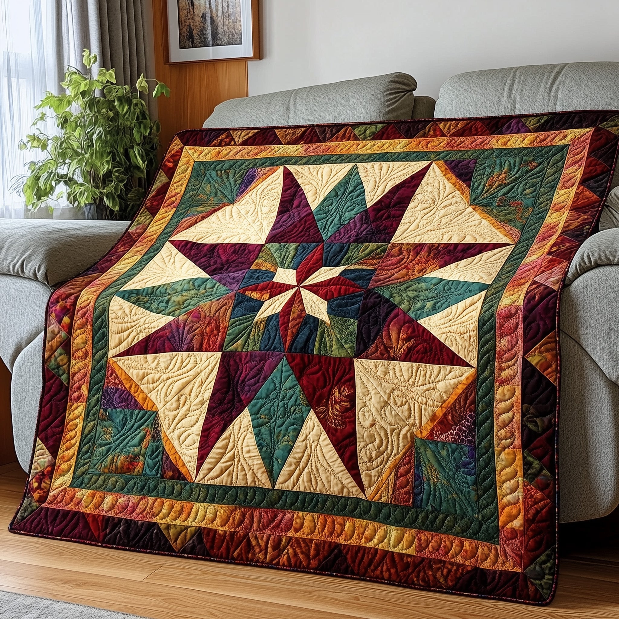 Star Block Quilted Blanket Nice Throw BlanketNative American Mom Gifts