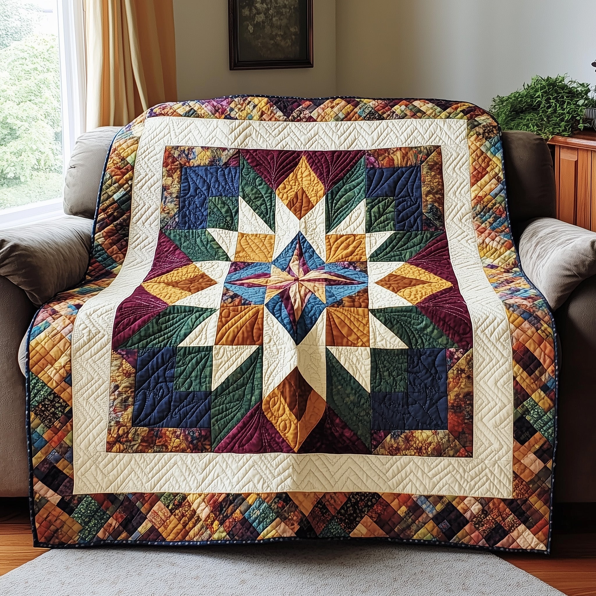 Star Block Quilted Blanket Nice Throw BlanketUnique Native American Gifts For Women