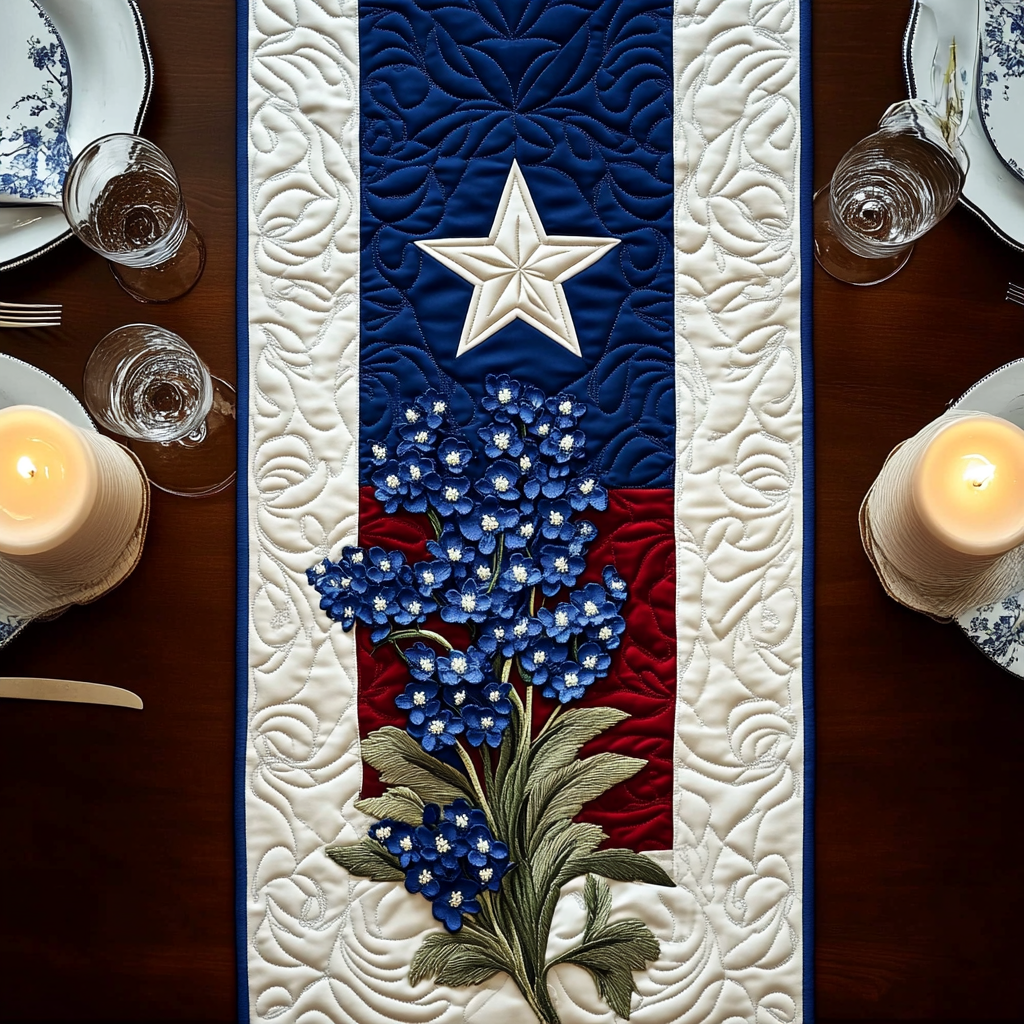 Star Blossom Quilted Table Runner Dinner Table Decor Texas Gifts To Send