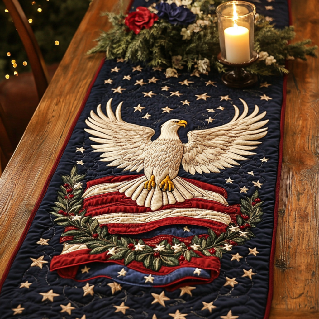 Star Eagle Quilted Table Runner Dining Decor Patriotic Presents