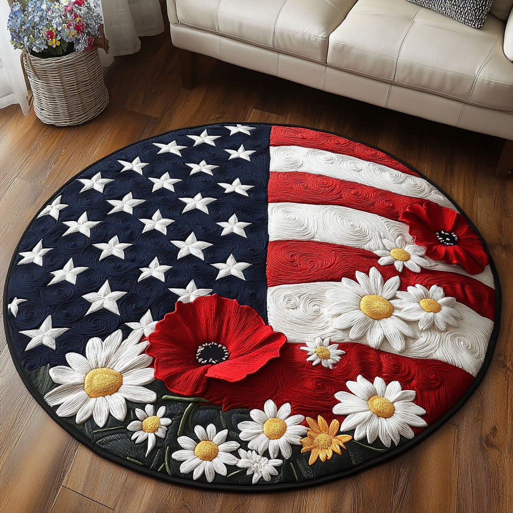 Star Flowers Quilted Round Mat Door Entrance Decor Sunflower Gift Items