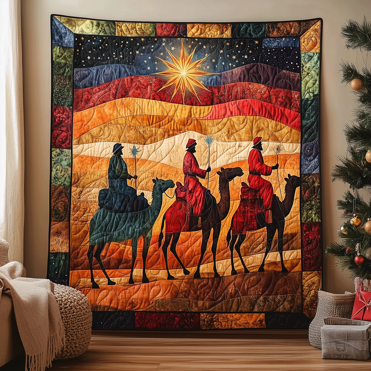 Star of Bethlehem Quilted Blanket Gift For Christian