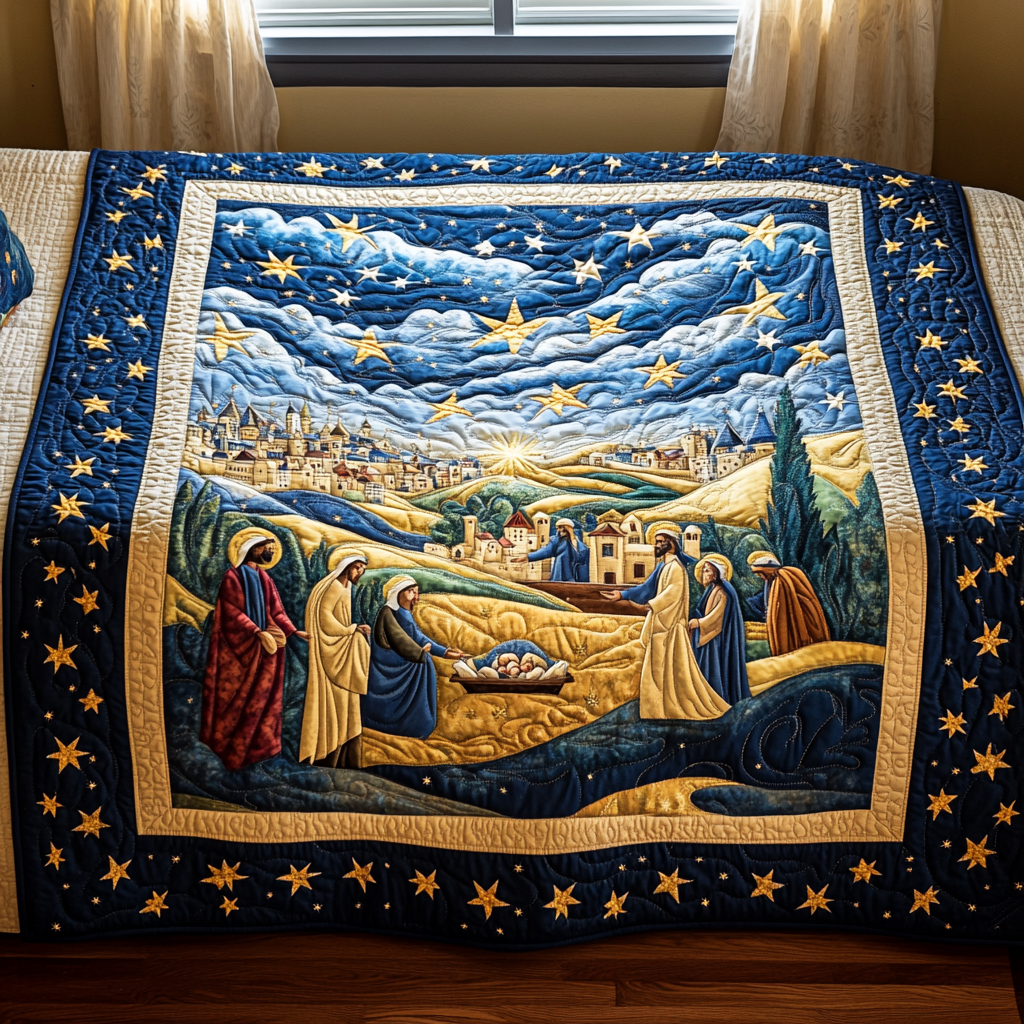 Star of Bethlehem Quilted Blanket Religious Christmas Gifts