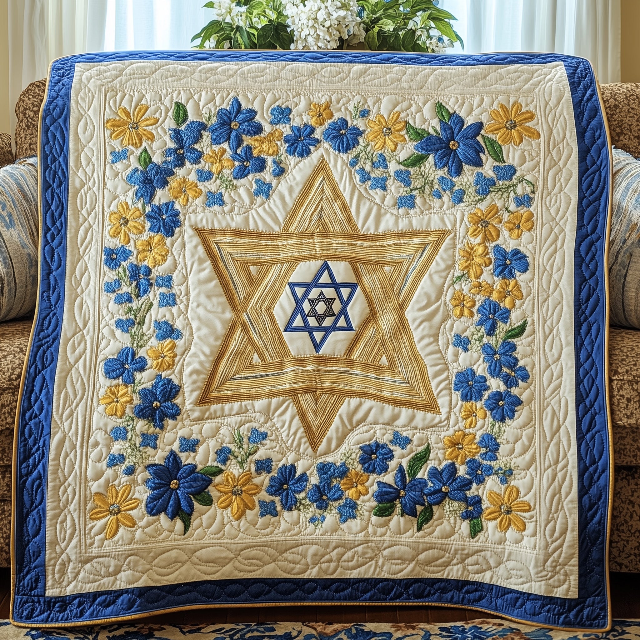 Star of David Quilted Blanket Nice Throw BlanketJudaism Jewish Gifts For Her