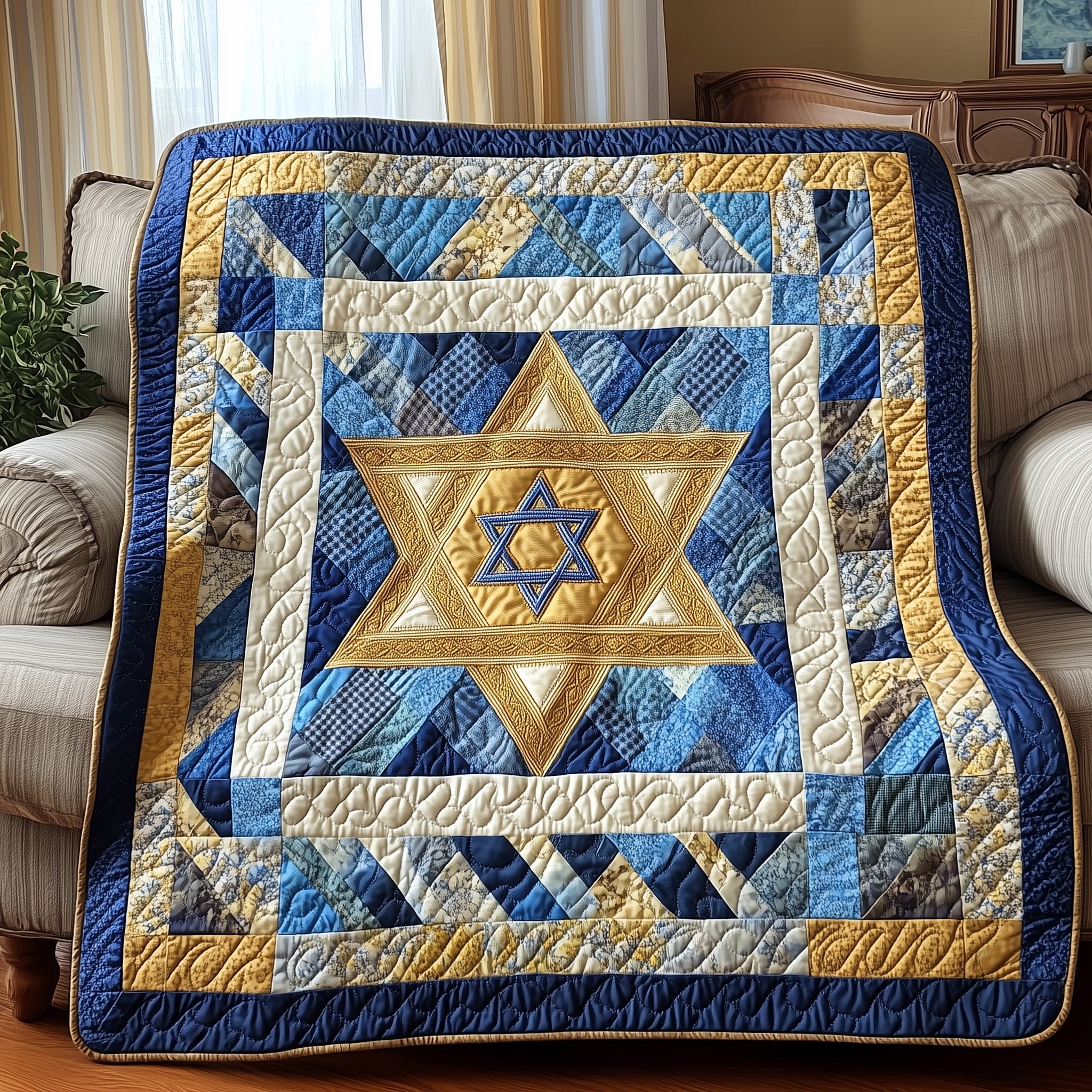 Star of David Quilted Blanket Nice Throw BlanketJudaism Jewish Gifts For Him