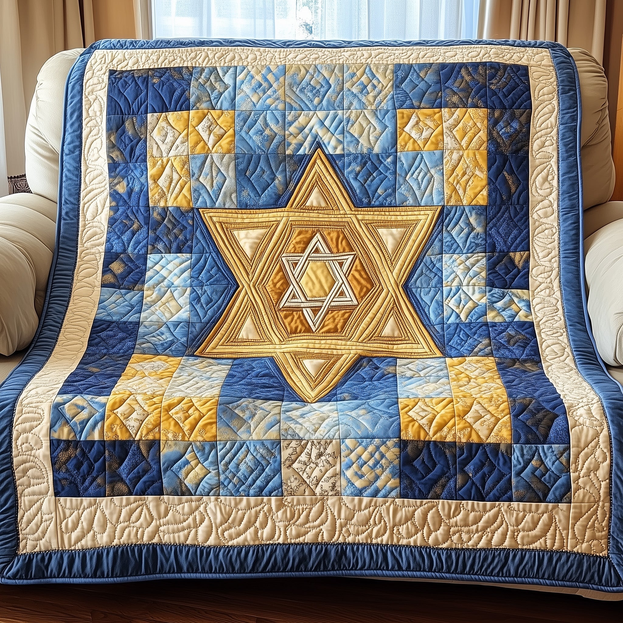 Star of David Quilted Blanket Nice Throw BlanketJudaism Jewish Gifts For Men
