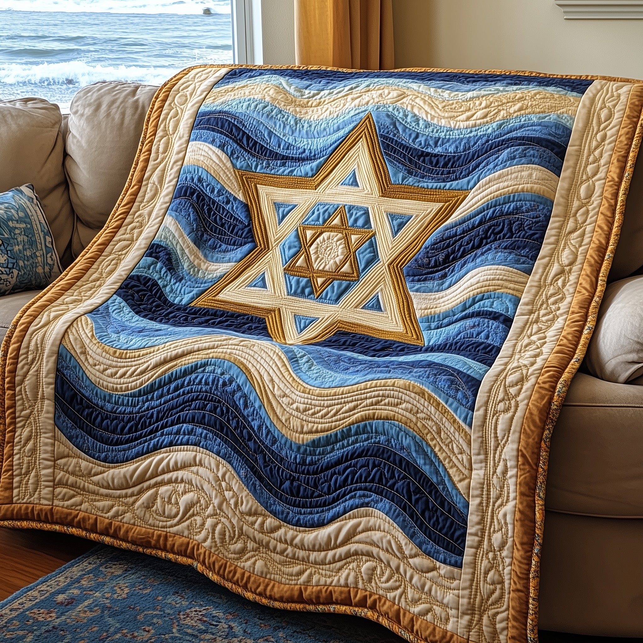 Star of David Quilted Blanket Nice Throw BlanketJudaism Jewish Gifts For Mom