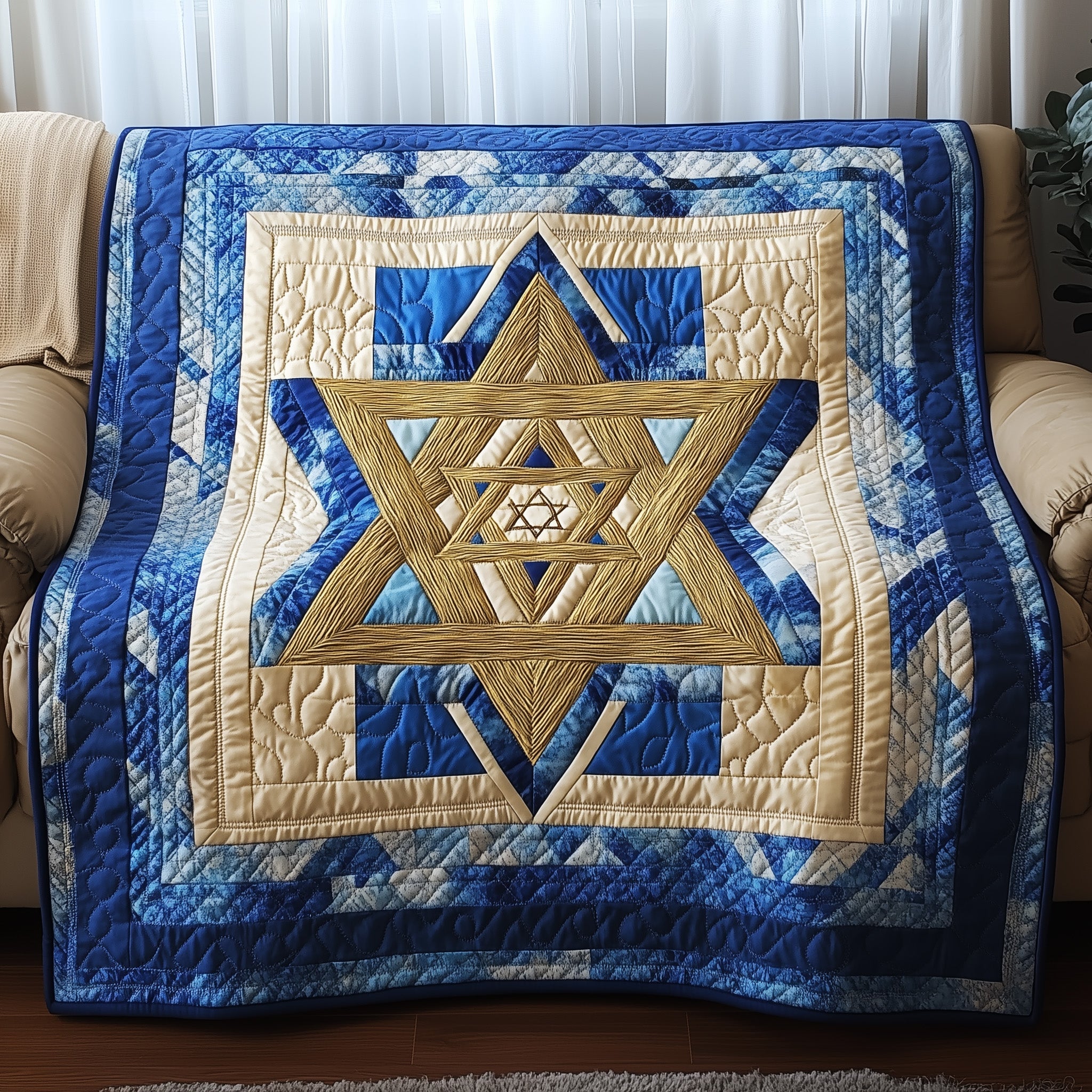 Star of David Quilted Blanket Nice Throw BlanketJudaism Jewish Gifts For Women